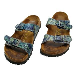 Papillio by Birkenstock Arizona Blue Green Snakeskin Sandals Womens 38 L7 M5